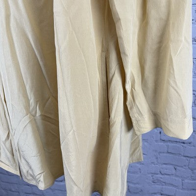 August Silk Yellow 100% Silk Buttoned Long Sleeve Tunic Blouse Top Size Medium M