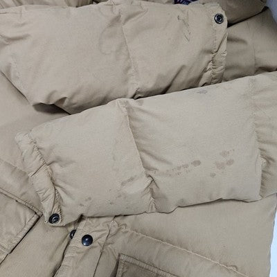 VTG Windbreaker Tan Down Fine Feather Insulated Snap Puffer Jacket M *zipper
