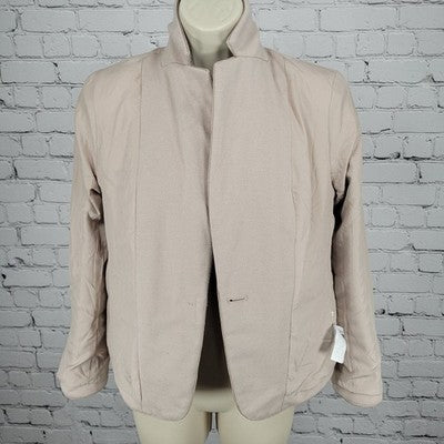 Ann Taylor Beige Herringbone 1 Button Vented Notch Stretch Blazer Suit Jacket 0