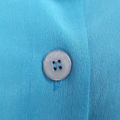 Jacqueline Ferrar Blue 100% Silk Button Up Long Sleeve Shirt Blouse Top XS