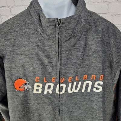 Cleveland Browns NFL Grey Reebok Full Zip Windbreaker Jacket Pockets Size XL