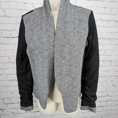 Loft Gray Cotton Blend Knit Open Shawl Collar Lined Blazer Jacket Small S