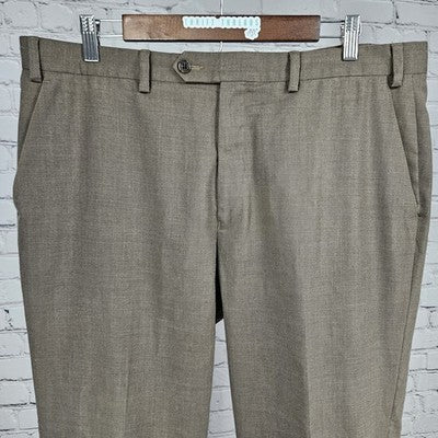 Michael Kors Brown Flat Front Straight Leg Stretch Dress Pants Trousers 36x32