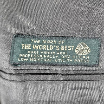 VTG Barrister Grey 100% Wool 2 Button Single Vented Notch Blazer Sport Coat 42