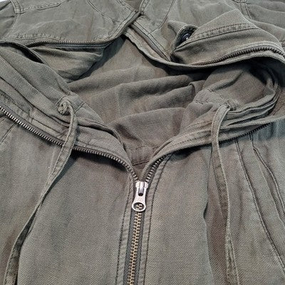 Treasure & Bond Green Linen Blend Unlined Drawstring Waist Military Jacket Small