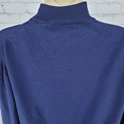 Tricots St Raphael Navy Merino Wool Silk Cashmere Sweater Italy Made Size XL