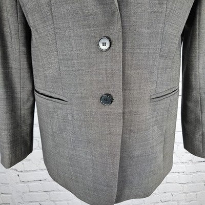 Ann Taylor Brown Wool Blend Stretch 2 Button Vented Notch Blazer Suit Jacket 6P