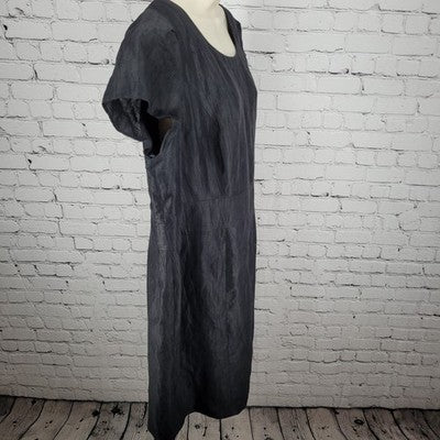 Gerry Weber Black Short Sleeve Side Slit Lined Zipped Sheath Dress Size Large L