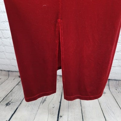 VTG Kathie Lee Cranberry Red Sequin Velvet Short Sleeve Long Dress Large L