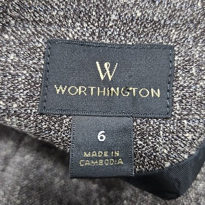 Worthington Brown 1 Button Jacket 2 Piece Slit Suit Set Outfit Small S Skirt 6