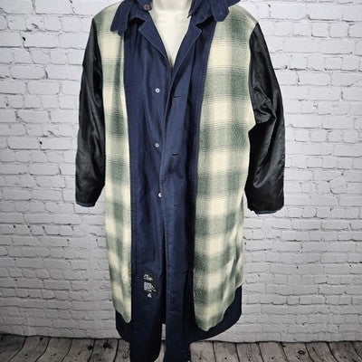 VTG F.S.L Collection Navy Belted Hood Removable Bodywarmer Liner Trench Coat 8P