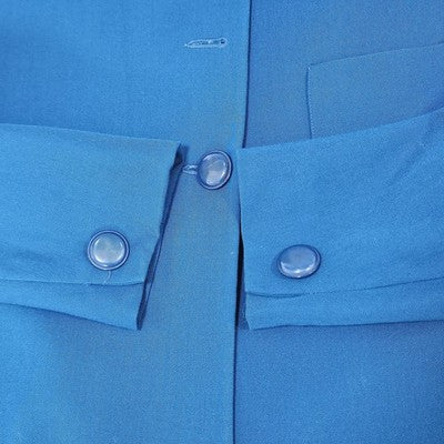 VTG Jones New York Suit Blue 100% Pure Wool 3 Button Collarless Jacket USA 12