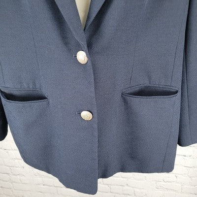Patchington Navy 2 Metal Button Notch Ventless Blazer Suit Jacket Size 12