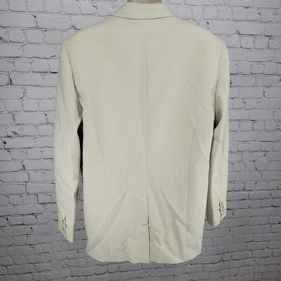Avenue Beige 3 Button Single Vented Peak Blazer Jacket Size Large L