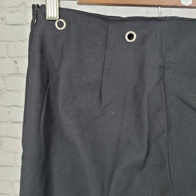 J. McLaughlin Black Cotton Grommet Mid Rise Cropped Pants USA Made 8 (30x25)