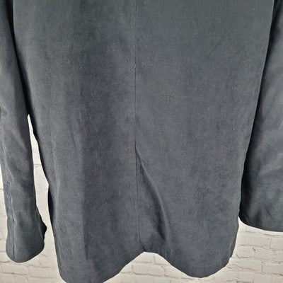 London Fog Black Microfiber Stretch Buttoned Hooded Warmer Liner Coat M Petite