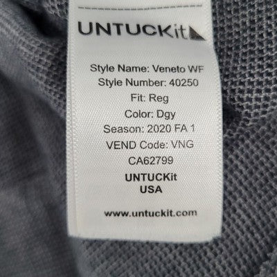 UNTUCKit Grey 100% Cotton Wrinkle Free Long Sleeve Button Up Shirt Size XXL