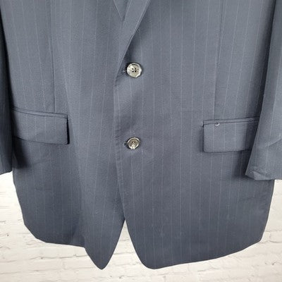 Chaps Ralph Lauren Dark Navy 100% Wool Pinstriped Blazer Sport Coat Sizw 48L