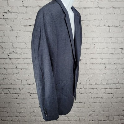 Strellson Blue 100% Wool Alecc Slim Fit Birds Eye Blazer Sport Coat 56 US 46