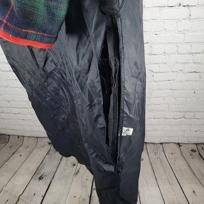 VTG Herman Kay Black Red Wool Blend Hooded Buttoned Long Heavy Over Coat 20W