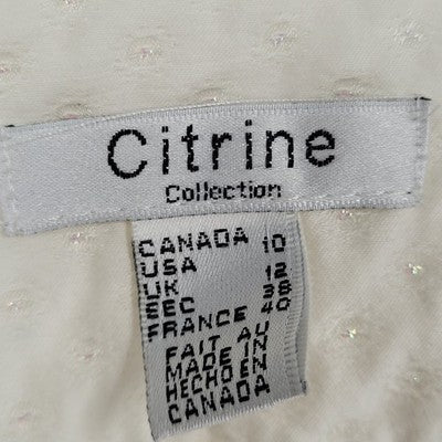 Citrine Collection Ivory Glitter Buttoned Lined Jacket Canada Made Size 10