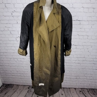 Jones New York Green Sheen Wool Lined Double Breasted Peacoat Trench Coat 8P