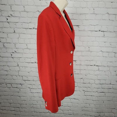 VTG SB Collection Red 100% Wool 3 Button Vented Notch Blazer Jacket USA 10
