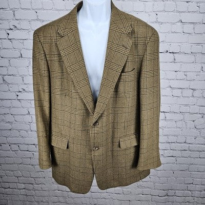 VTG Austin Reed Brown Houndstooth 2 Button Vented Notch Blazer Sport Coat US 44R