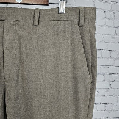 Michael Kors Brown Flat Front Straight Leg Stretch Dress Pants Trousers 36x32