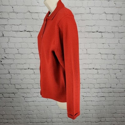 VTG Appleseed's Red Button Up Long Sleeve Cardigan Sweater Size Large L