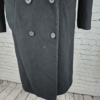 VTG Jones New York Black 100% Wool Velvet Collar Over Coat USA Small Petite SP