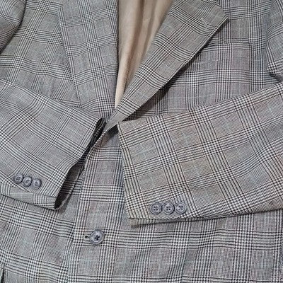 Holbrook Tan Houndstooth 2 Button Ventless Notch Blazer Sport Coat Size 42XL