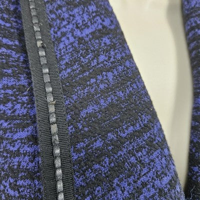 Tahari Black Purple Knit Textured Snapped Collared Pockets Lined Jacket 12