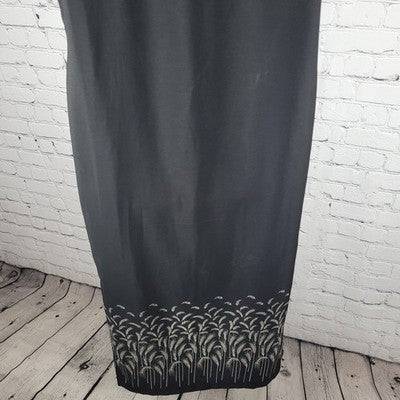 VTG Courtenay Black Sleeveless Wheat Grass Side Slits Unlined Shift Dress 14