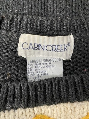Cabin Creek Chunky Knit Christmas Tree Shoulder Pad Jingle Bell Beaded Sweater L