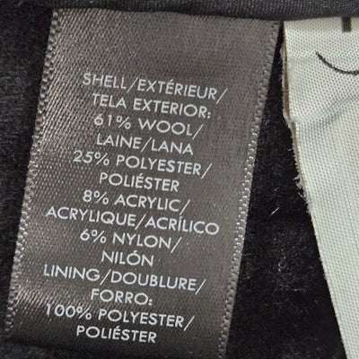 Ann Taylor Black Wool Blend Hooded Full Zip Cargo Pockets Utility Coat 4