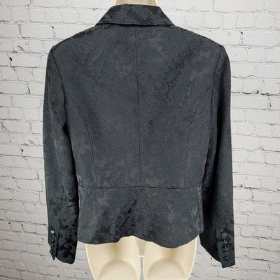 Geoffrey Beene Sport Black Damask Floral Buttoned Notch Blazer Jacket Size 10