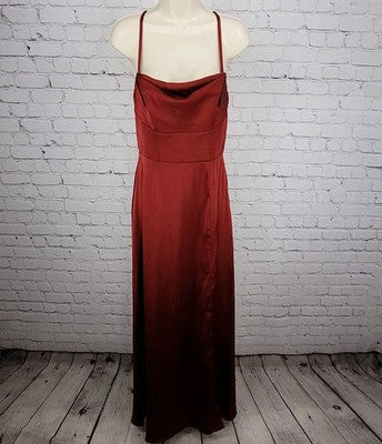 Azazie Red Strappy Backless Side Slit Maxi Bridesmaids Formal Long Dress A6