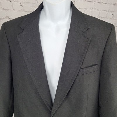 Towncraft Black 2 Button Single Vented Notch Washable Blazer Sport Coat USA 40