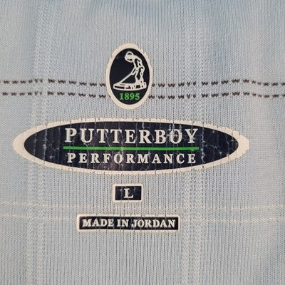Putter Boy Pinehurst 1895 Blue Striped Performance Golf Polo Shirt Size Large L