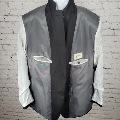 Haggar Black Tailored Fit 2 Button Double Vent Notch Blazer Sport Coat Size 48R