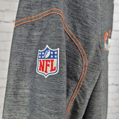 Cleveland Browns NFL Grey Reebok Full Zip Windbreaker Jacket Pockets Size XL