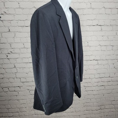 VTG Beall Park Navy Pinstriped 2 Button Vented Notch Blazer Sport Coat USA 42
