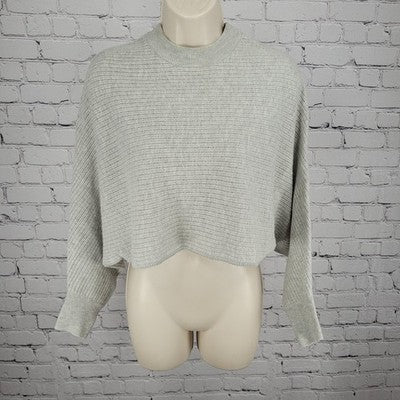 Wilfred Free Grey Wool Linen Blend Knit Crop Dolman Long Sleeve Sweater Small S