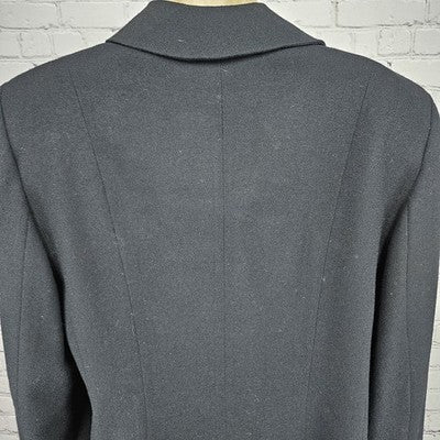 VTG Jones New York Black 100% Wool Midi Skirt Suit 2 Piece Set USA 10/12