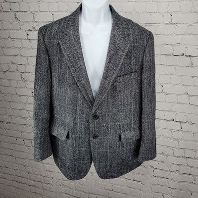 VTG Benchley Ltd Black White 2 Button Vented Notch Blazer Sport Coat USA 42S