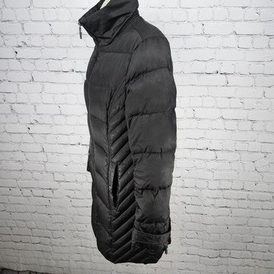 Kenneth Cole Black Down Feathers Insulated Zip Puffer Jacket Coat Parka Small S