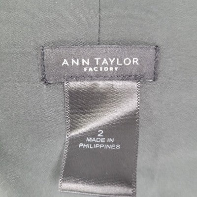 Ann Taylor Grey Stretch 1 Button Notch Faux Pockets Blazer Suit Jacket Size 2