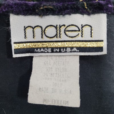 VTG Maren Multicolor Velvety Metallic Floral Toggle Vest USA Made Size Medium M