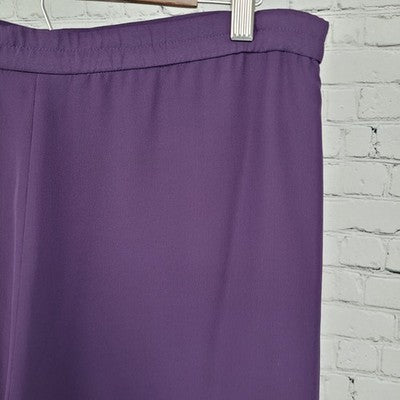 Coldwater Creek Purple High Rise Wide Leg Side Slits Pants Petite 12P (34x27)